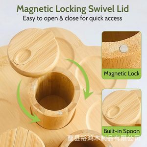 Bamboo <b>Spice</b> <b>Jar</b> Set With Spoon Airtight Lid Desktop Storage Box - Product Image 5