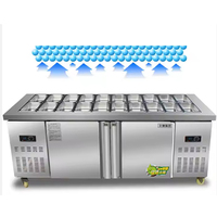 Réfrigérateur commercial en acier inoxydable pour bar à salades, table de préparation de salades, comptoir de présentation pour pizzas et sandwichs, refroidisseur de préparation
