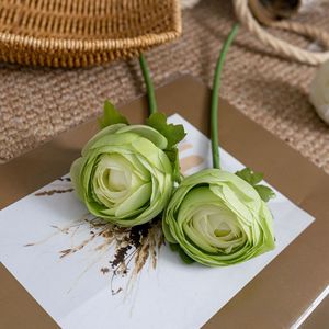 Fleur artificielle CallaFloral Rose verte à branche unique en tissu tressé pour décoration de mariage et de maison - Product Image 1