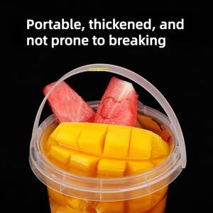 Bicchieri di plastica a parete singola da 32 once con coperchi e maniglie usa e getta per il succo di tè e opzione Logo personalizzato Boba - Product Image 3