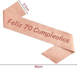 Diadema de satén rosa dorado con cristales para regalo de <span class=keywords><strong>cumpleaños</strong></span> número <span class=keywords><strong>70</strong></span> - Product Image 2