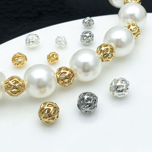 Copper Plated Gold Silver Hollow <b>Ball</b> Spacer Bead For DIY Jewelry Bracelet Accessory 8mm <b>Sphere</b> Design - Product Image 3