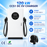 Borne de Recharge Rapide DC 120kW CCS2 pour Véhicules Électriques, Station de Recharge OCPP 1.6J Double Connecteur, Paiement RFID, IP54, Modèle Commercial sur Pied pour BMW Audi BYD