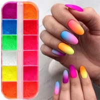 Populaire Fluorescent Arc-En-Ciel Gradient Classique Nail Art Glitter Ins Nouvelle Poudre De Décoration Des Ongles pour Une Utilisation En Salon