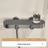 Ensemble de douche contemporain pour petit appartement, pomme de douche carrée en cuivre, montage mural, robinet thermostatique chaud/froid, valve en céramique