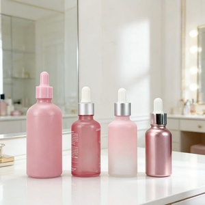 Hot Sale pink Glass Essential Oil Bottle with Silver Dropper Cap 10ml 15ml 20ml 30ml 50ml 100ml Cosmetic Essential Oil Bottle - Product Image 1
