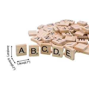 100 unids/set azulejos de alfabeto de madera letras y números negros para manualidades madera - Product Image 1