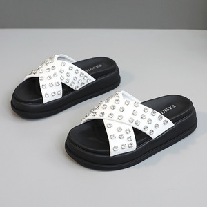 Nuevos Estilos 2026, Sandalias de Playa para Mujer, Suela Plana, Transpirables, Antideslizantes, con Pedrería, Plataforma Elevada - Product Image 5