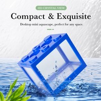 Mini aquarium créatif empilable en blocs de construction, ultra-transparent, pour bureau, élevage de poissons Betta à domicile ou au bureau