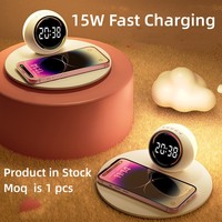Nuevo Producto 2026, Reloj Despertador de Escritorio con Cargador Inalámbrico, Cargador Inalámbrico Digital LED de Escritorio, Estación Multifuncional de 15W para iPhone