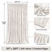 Rideau de fond en velours écrasé ivoire 5x20FT pour scène de mariage, décor de photomaton, taille et couleur personnalisées