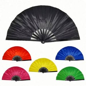 33Cm <b>Large</b> Hand <b>Fan</b> Promotional <b>Large</b> Rave <b>Fan</b> Solid Nylon Fabric Hand Held Folding <b>Fans</b> for Advertisement - Product Image 1