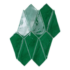 Piastrelle Vitri Green Kite 11 X 22.5 Cm Smaltate con Bordi Irregolari Spessore 10 Mm - Product Image 1