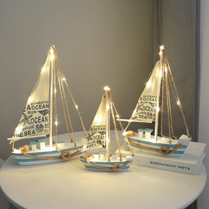 Wooden <b>Led</b> Sailboat Model Ornament With Backlight For Living Room Decor Birthday Gift - Product Image 2