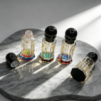 Vente en gros de flacons de parfum Attar Oud en cristal transparent de forme octogonale, en verre, 12 ml, avec bâtonnet en verre, flacons de parfum vides