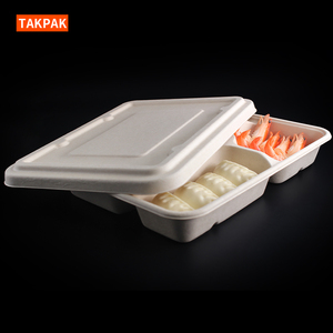 Một thời gian dùng một lần Bento phục vụ ăn trưa bã mía bột giấy hộp Takeaway thực phẩm đóng gói hộp - Product Image 3