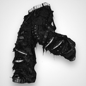<span class=keywords><strong>Pantaloni</strong></span> <span class=keywords><strong>Cargo</strong></span> in Denim Nero Impermeabile da <span class=keywords><strong>Uomo</strong></span>, Stile Hip Hop Punk, Multi-zip, Y2K, Gotico, Streetwear, Gamba Larga con Fibbie Metalliche - Product Image 4
