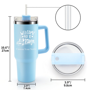 Vaso Térmico Personalizado de 40oz con Asa, Taza de Viaje Aislada de Acero Inoxidable 18/8 con Popote y Tapa, Regalo para Maestros y Estudiantes - Product Image 2