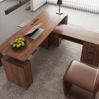 Moderna Estación de Trabajo Ejecutiva para el Hogar en Forma de L, de Madera, Automática, Ergonómica, Giratoria, Ajustable en Altura y Convertible