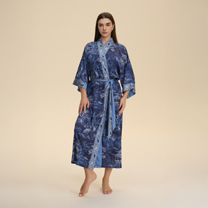 Luxury Satin Long Sleeve <b>Nightgown</b> <b>Women</b> Elegant Regular Comfortable Sleepwear Printed Loungewear Eid Holiday Solid Sexy - Product Image 1