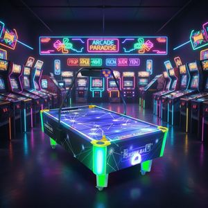 Table de jeu combinée 2-en-1 Air Hockey et Baby-Foot avec plateau rotatif et système de coussin d'air électrique - Product Image 1