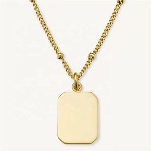 Rectángulo madre bebé encanto collar <span class=keywords><strong>cadena</strong></span> chapado en <span class=keywords><strong>oro</strong></span> collar <span class=keywords><strong>de</strong></span> acero inoxidable para mujeres joyería regalos - Product Image 1