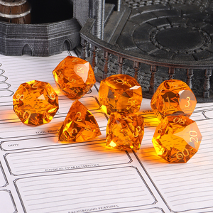 ชุดลูกเต๋า D&D 7 ชิ้น ขนาด 16 มม. ทำจากแก้ว K9 ขัดเงาหลายเหลี่ยม วาดลายด้วยมือ สีส้ม สำหรับเกม Dungeons & Dragons - Product Image 2