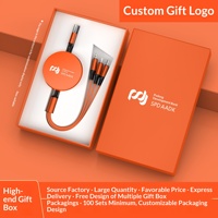 Kabel Pengisi Daya USB Type C Retraktil 3-in-1 Super Cepat Desain Kemasan Gratis TPE/PVC Hadiah Promosi Logo