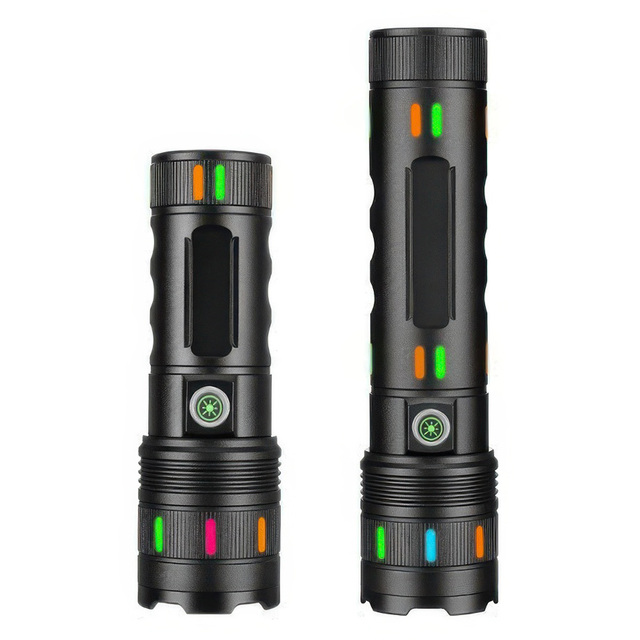 Aluminium Alloy Flashlight Fluorescent Strip Torch Rechargeable Numerical Display White Laser LED 800M Range Outdoor Flashlight