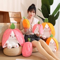 Boneka Kelinci Wortel Stroberi 2024, Mainan Boneka Kelinci Wortel Stroberi Lucu yang Dapat Dibalik