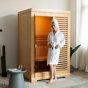 Sauna à vapeur traditionnel en bois pour 1 à 2 personnes, petit sauna intérieur en bois au design luxueux - Product Image 2
