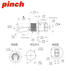 Pinch Toggle <b>Switch</b> 12mm Hole 2a 250v Spdt On On Metal Screw Terminal - Product Image 2