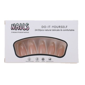 Faux Ongles à Presser Ombrés Nude Blanc Laiteux Longueur Moyenne 24 Pièces Amovibles Quotidien Fête Salon Vente en Gros Transfrontalière Compatible Végan - Product Image 4