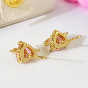 Aretes de Corazón con Circonitas Rosas y Baño de Oro de 18K, Diseño Lindo, Listos para Enviar - Product Image 6