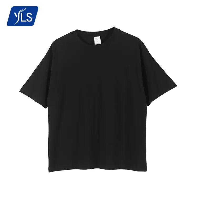 YLS al por mayor para hombre al por mayor camisetas 100% algodón pesado de gran tamaño de Color sólido ropa Casual O cuello Qrganic camisetas