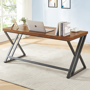 Escritorio de ordenador moderno de 1,52 m de largo para oficinas en casa, mesa de madera maciza y tubos de acero para trabajo administrativo y estudio para villas - Product Image 4