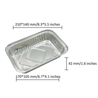 Contenants rectangulaires jetables en aluminium de qualité alimentaire de Guangzhou, mini, épaisseur personnalisée, pour barbecue et cuisson, vente en gros et au détail