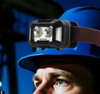 Linterna Frontal COB Recargable de Diseño Compacto con 6 Modos de Iluminación y Advertencia Roja para Acampar al Aire Libre, Caza, Linterna Frontal LED Impermeable