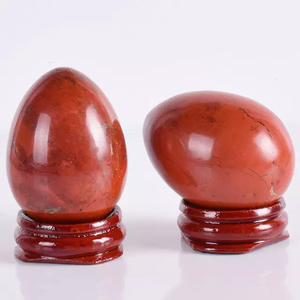 Huevo de Cristal de Jaspe Rojo Natural, Bola de Piedra Preciosa Pulida para Decoración y Meditación - Product Image 1