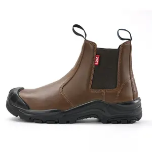 Bottes de travail de sécurité pour hommes de haute qualité en cuir véritable embout en acier Construction chaussures de sécurité fonctionnelles