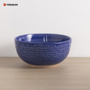 Service de table en céramique écologique de luxe moderne bleu royal, glaçure craquelée, passe au lave-vaisselle - Product Image 3