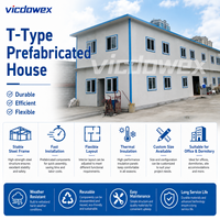 VICDOWEX Bâtiment préfabriqué de type T de luxe, contemporain, avec isolation thermique, ignifuge et résistant à l'humidité pour maison