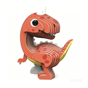 Modèle de <span class=keywords><strong>puzzle</strong></span> dinosaure en carton 3D à faire soi-même, série de dinosaures de dessin animé à assembler soi-même, jouets Carnotaurus en carton pour filles - Product Image 2