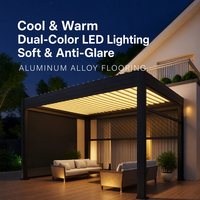 Bioklimatische Umweltfreundliche Motorisierte Aluminium-Lamellendachkonstruktion für Außenbereich, Hinterhof, Balkon, Terrasse, Pergola, Hurrikanresistent mit LED-Beleuchtung