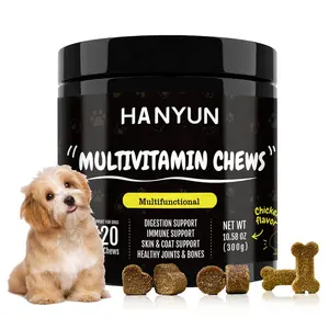 Grosir kustom anjing kunyah lembut Tablet makanan hewan peliharaan nutrisi Multivitamin anjing vitamin dan suplemen