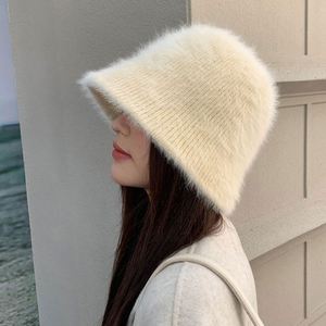 Faux Fur Trimmed <b>Beanie</b> for Women Girls Russian Style Furry Winter Bucket Hats Warm Ski Snow Hat Promotion Gifts - Product Image 4