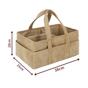 Pañal de tela de pana caqui, organizador de guardería, bolsa de pañales <span class=keywords><strong>para</strong></span> bebé, cesta <span class=keywords><strong>para</strong></span> regalo de bebé recién nacido - Product Image 2