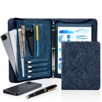 Porte-documents A4 en cuir véritable souple personnalisé avec logo gaufré, classeur à anneaux, pochettes modernes et simples pour cartes et papiers