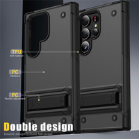 Coque de téléphone portable hybride 2 en 1 pour Samsung S24 Ultra S24 Plus S23 Coque arrière antichoc avec béquille pliante