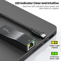 Adaptador Ethernet USB 2.0/Tipo-C Toocki con Indicador LED Bicolor, Tarjeta de Red RJ45 de 100 Mbps, Material ABS, Compatible con Windows 11/10, Mac, iPad OS